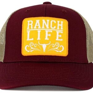 KBETHOS Burgundy and Tan Ranch Life Hat